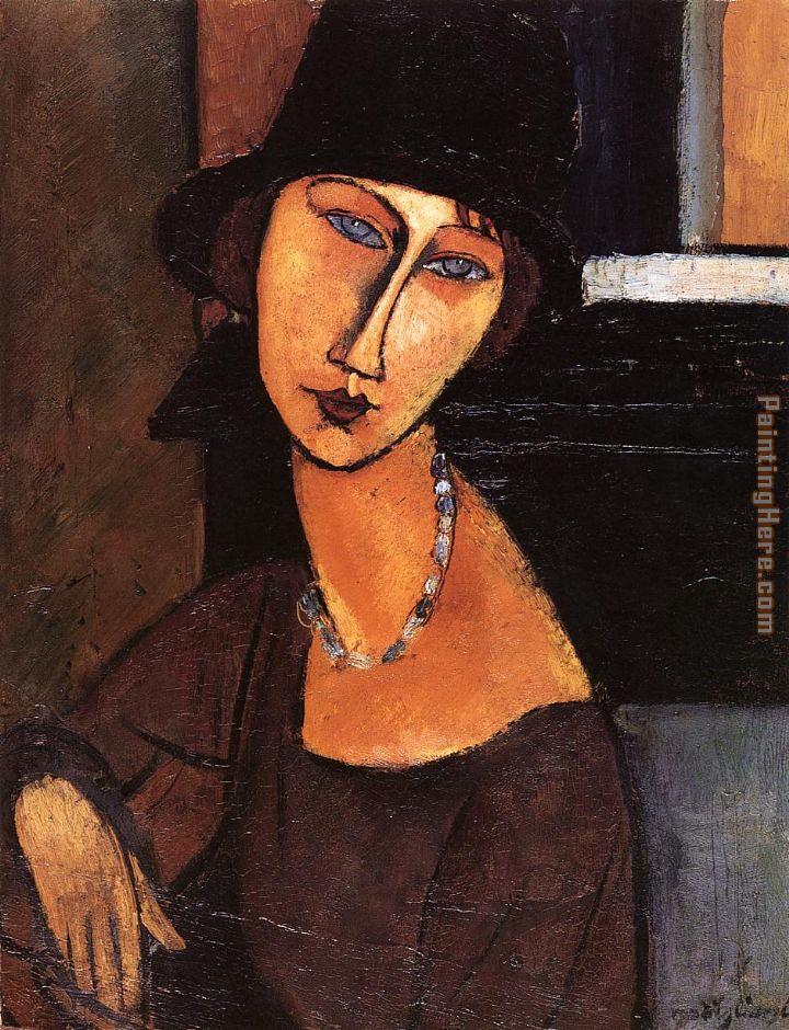 Amedeo Modigliani jeanne hebuterne with hat and necklace 1917